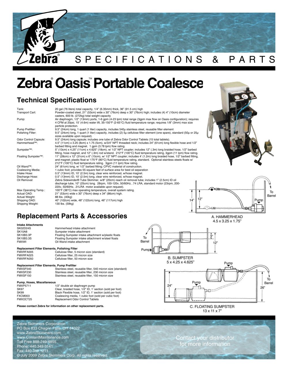 Oasis� Portable Coalescer - Zebra Skimmers Corp.