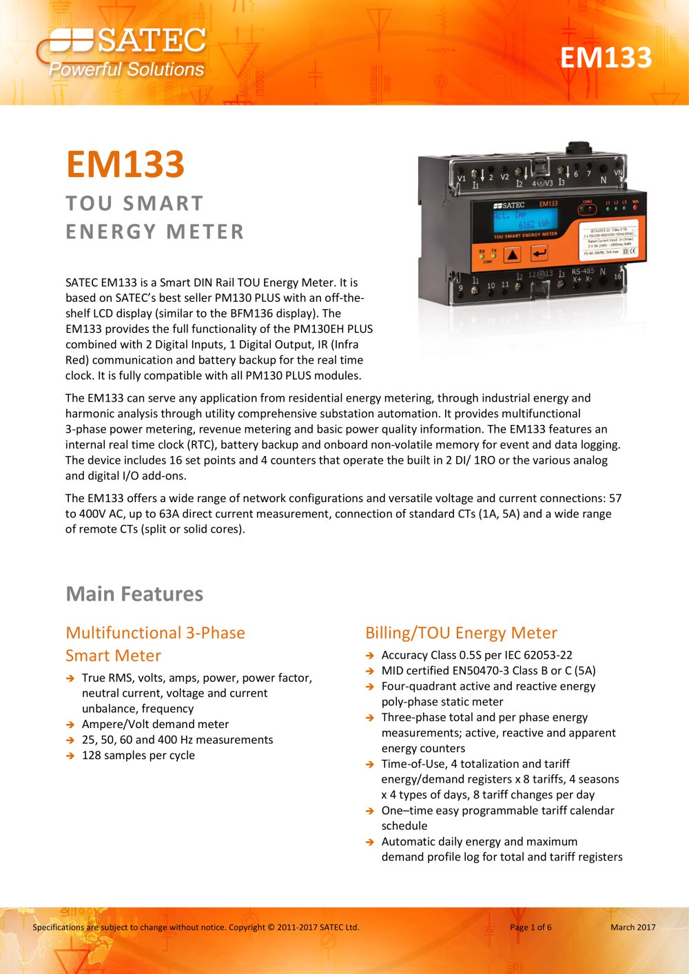 EM133 Datasheet - SATEC