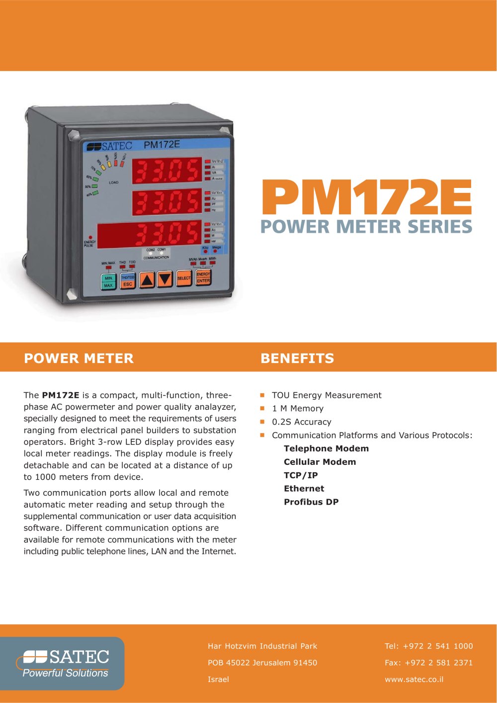 PM172E Specs - SATEC