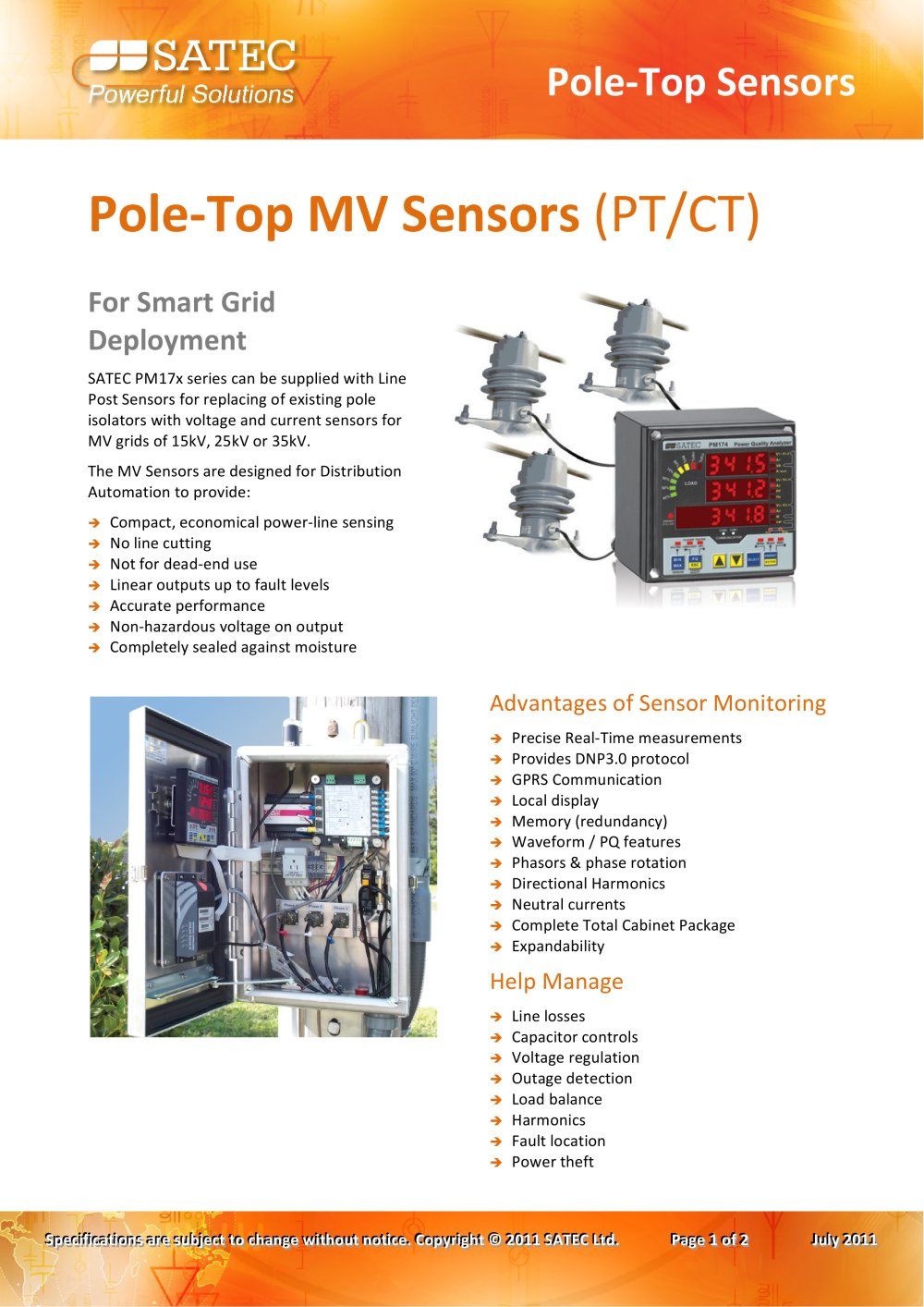 Pole-Top Sensors Datasheet - SATEC