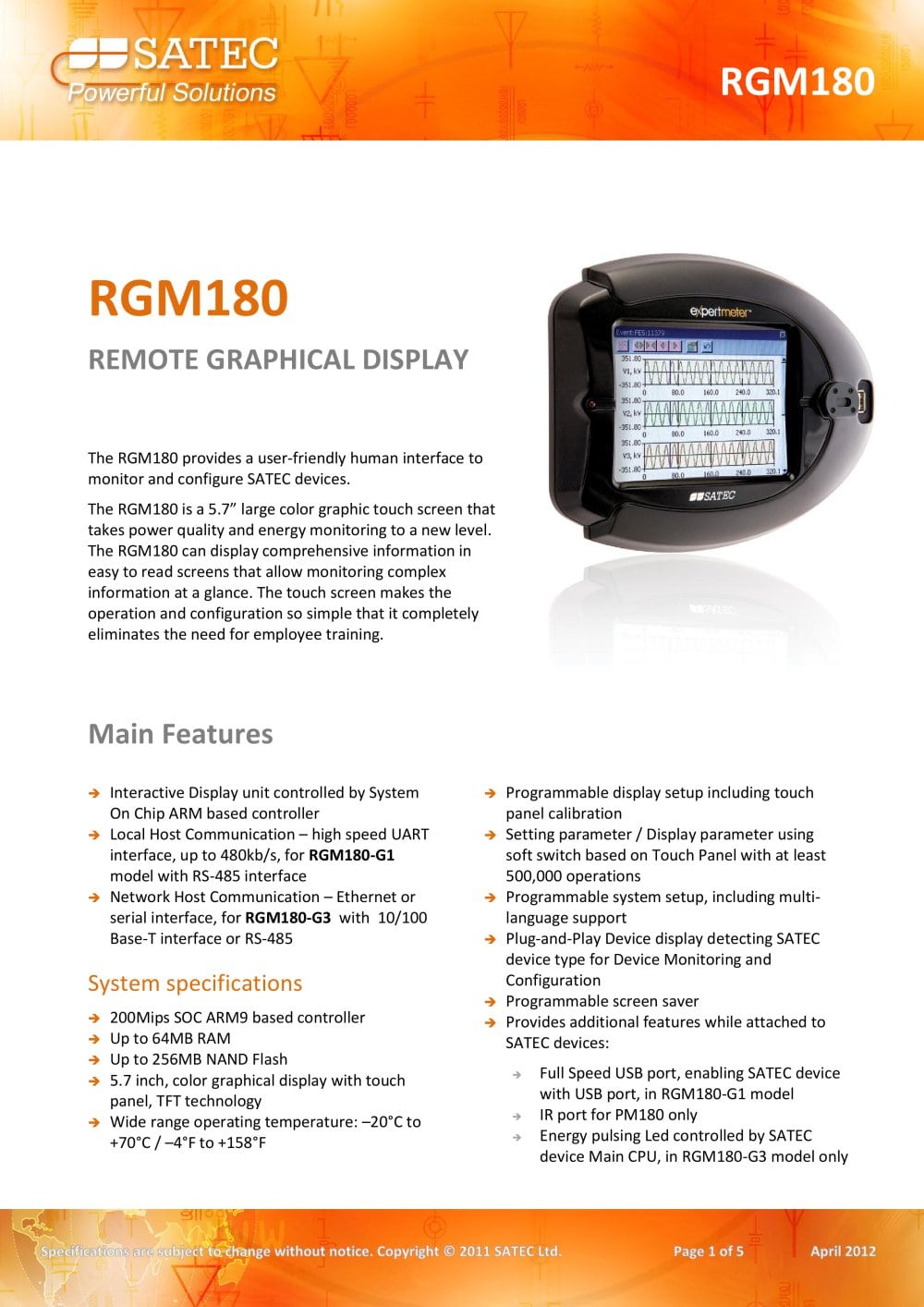 RGM180 Datasheet - SATEC