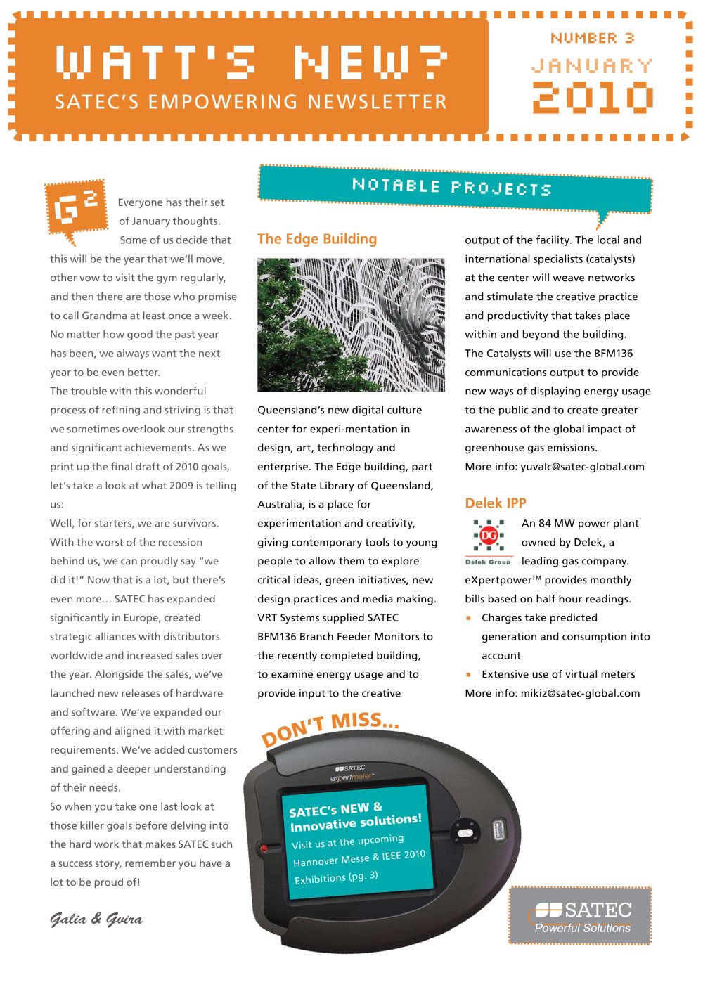 SATEC Newsletter January 2010 - SATEC