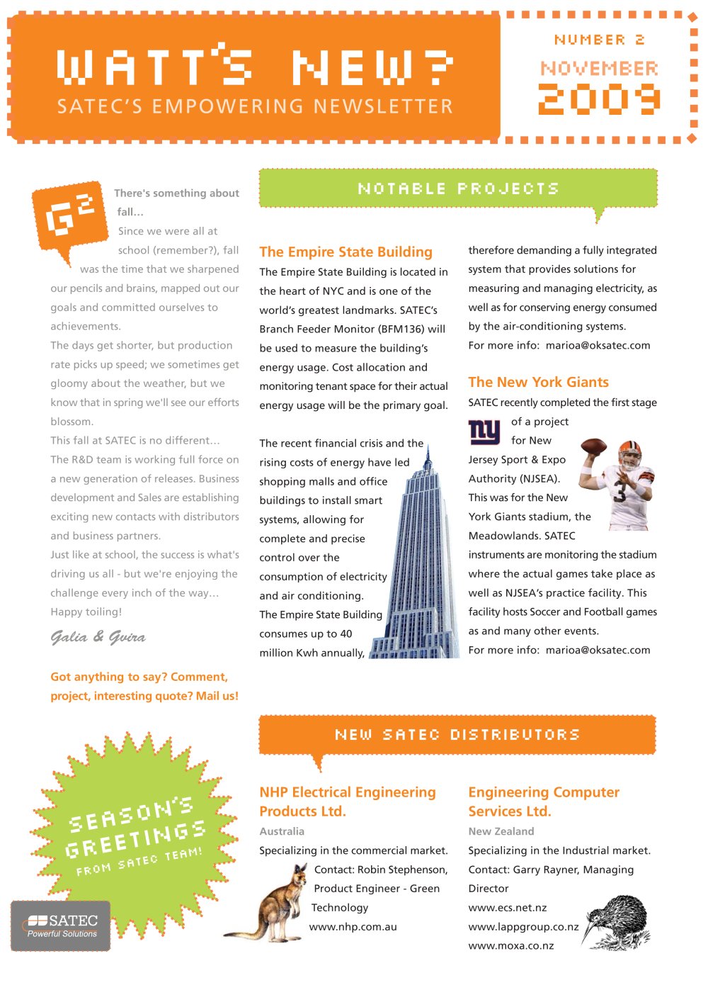 SATEC Newsletter November 2009 - SATEC