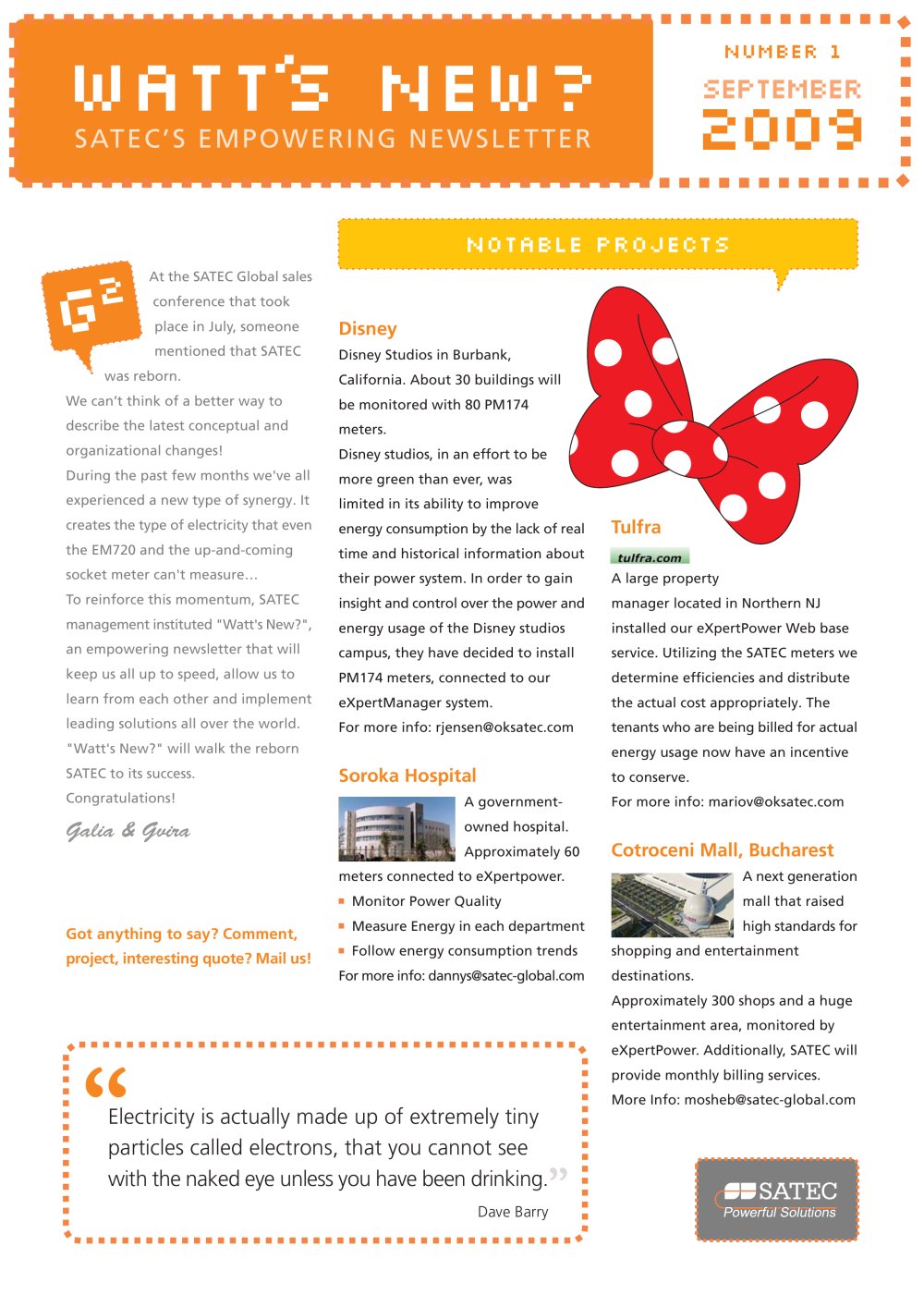 SATEC Newsletter September 2009 - SATEC
