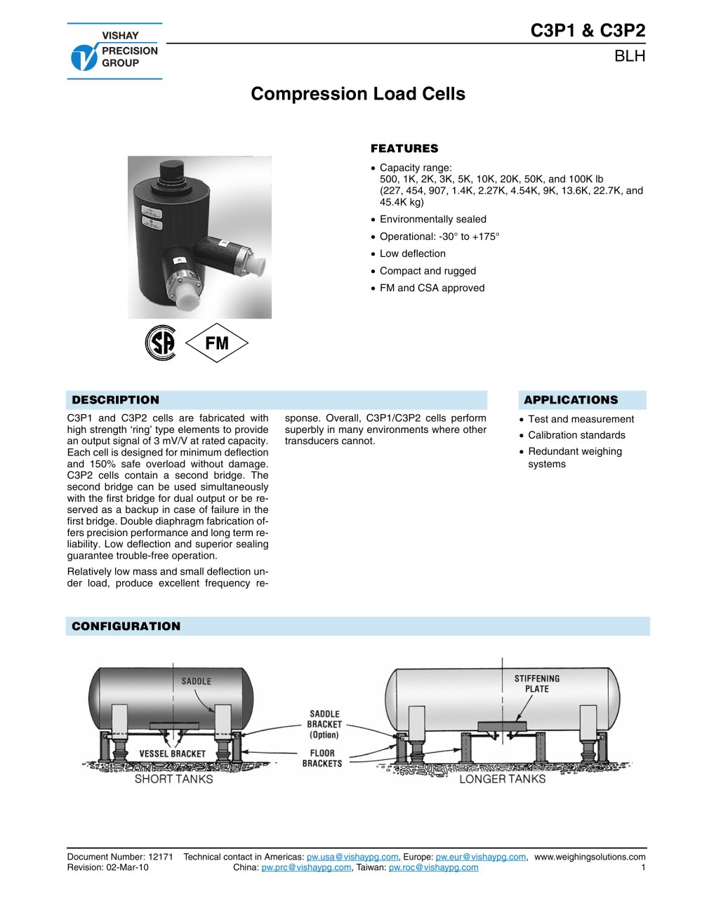 Compression Load Cells - Vishay Nobel Transducers