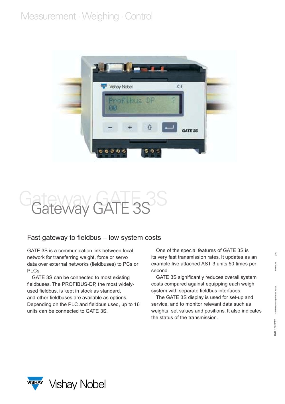 Gateway - GATE 3S - Vishay Nobel Transducers