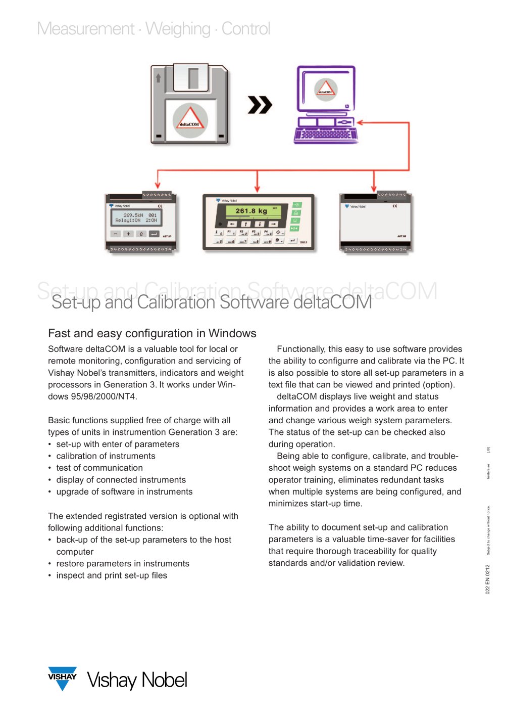 Set-up and Calibration Software - deltaCOM - Vishay Nobel Transducers