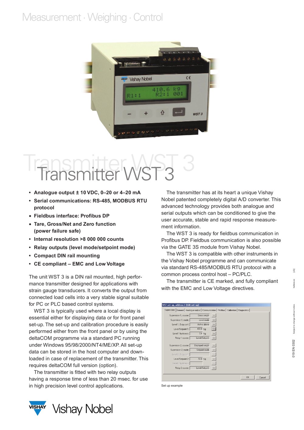 Transmitter - WST 3 - Vishay Nobel Transducers