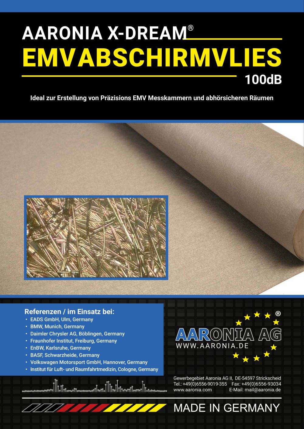 100dB EMC screening fleece Aaronia X-Dream - Aaronia AG