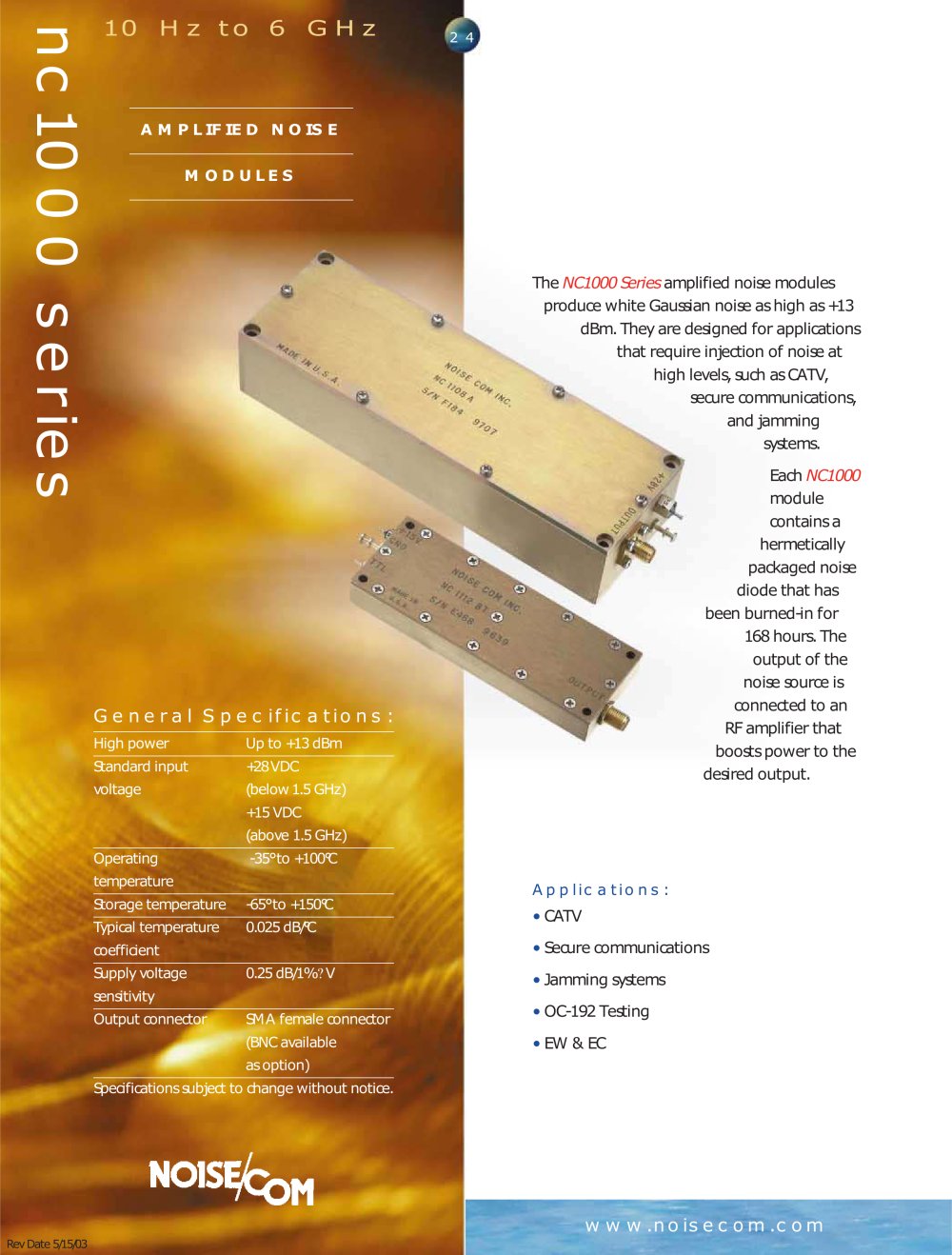 NC1000 Series Amplified Noise Modules - Noisecom