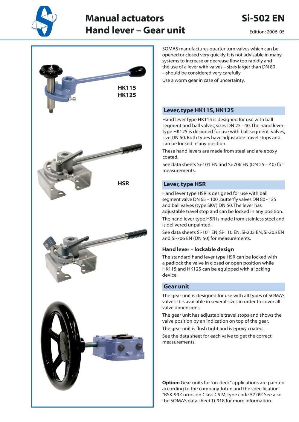 Manual actuators - SOMAS