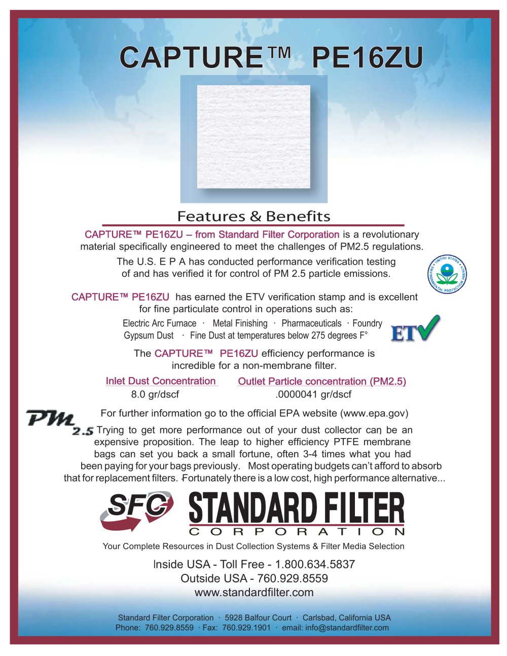 Capture PE16ZU - Standard Filter Corporation