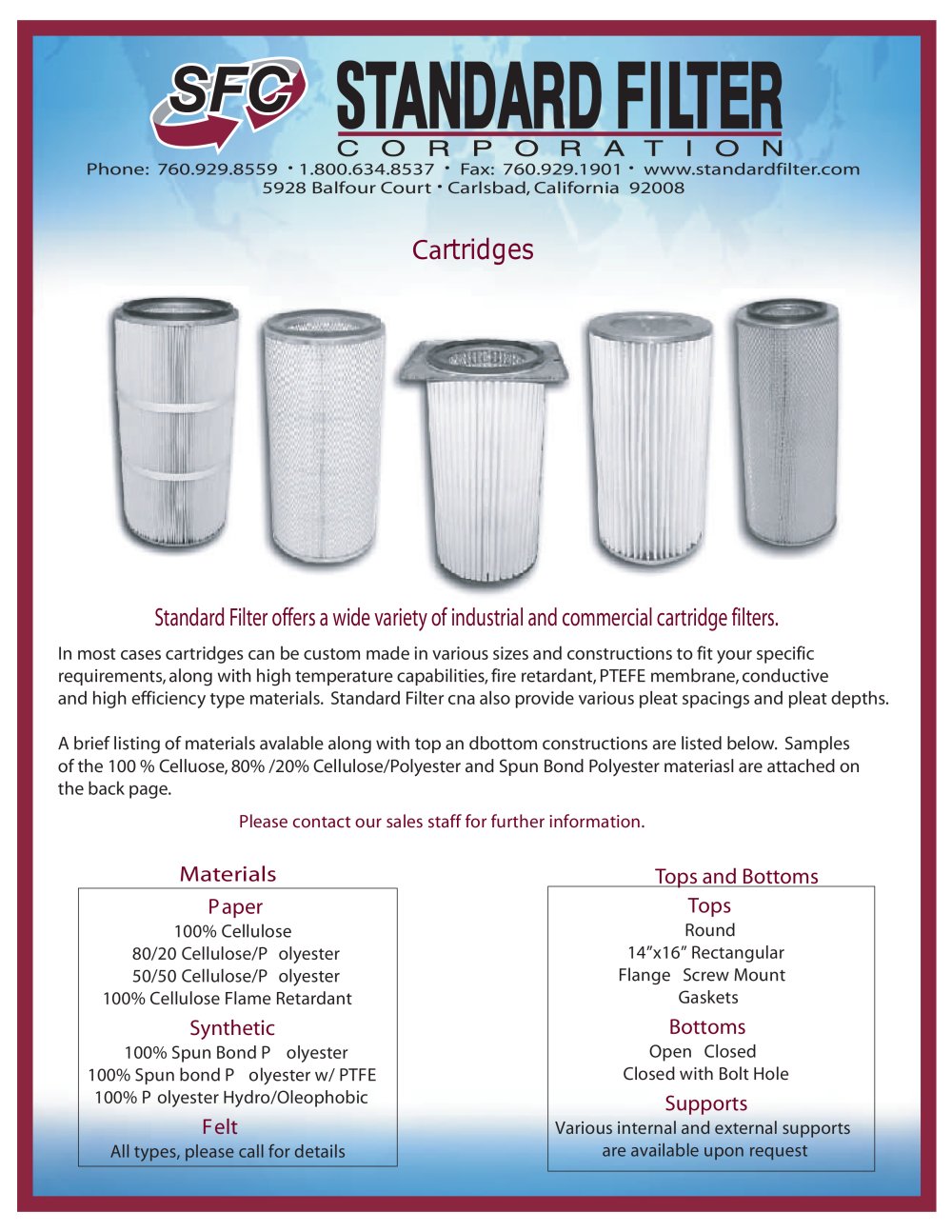 Cartridges - Standard Filter Corporation