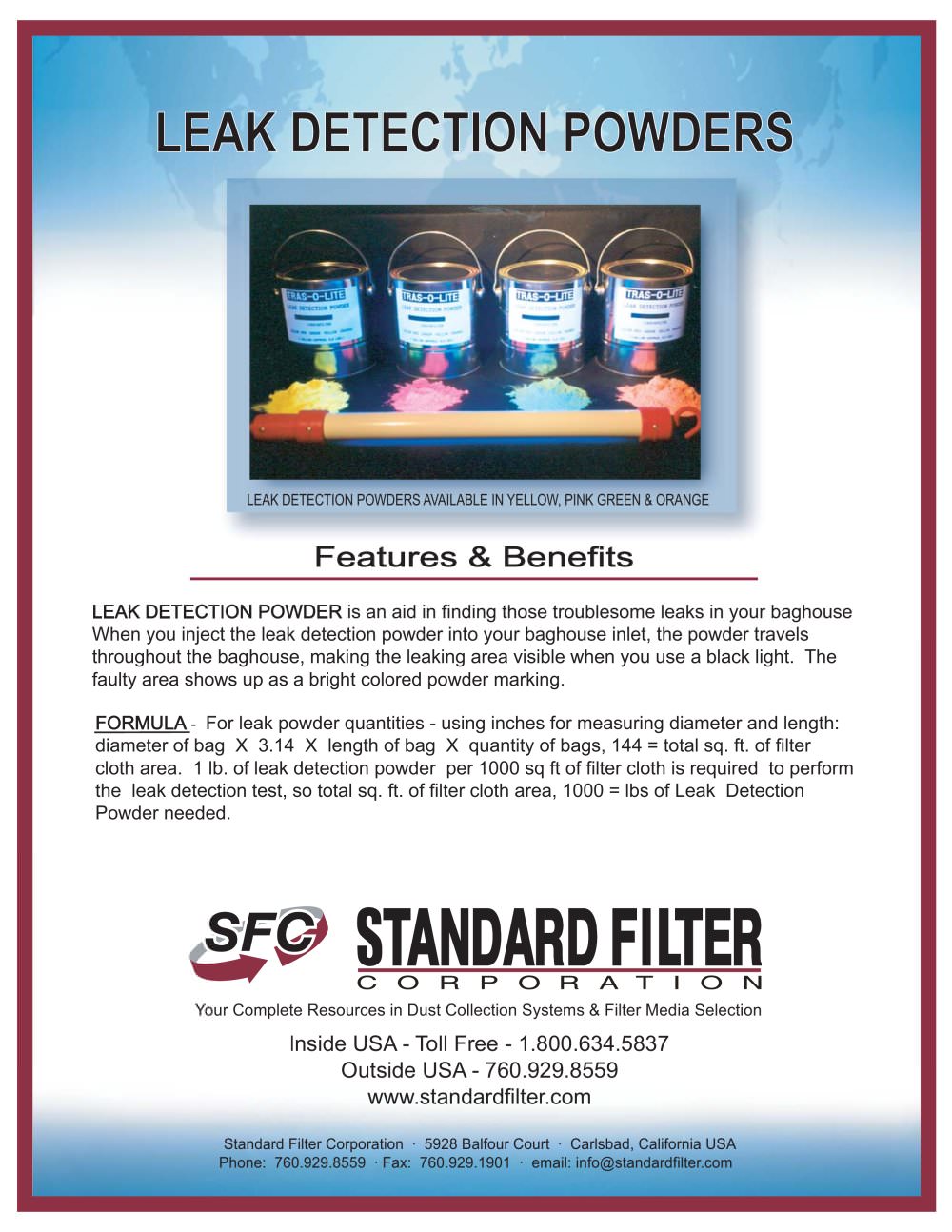 Leak Detection Powder - Standard Filter Corporation