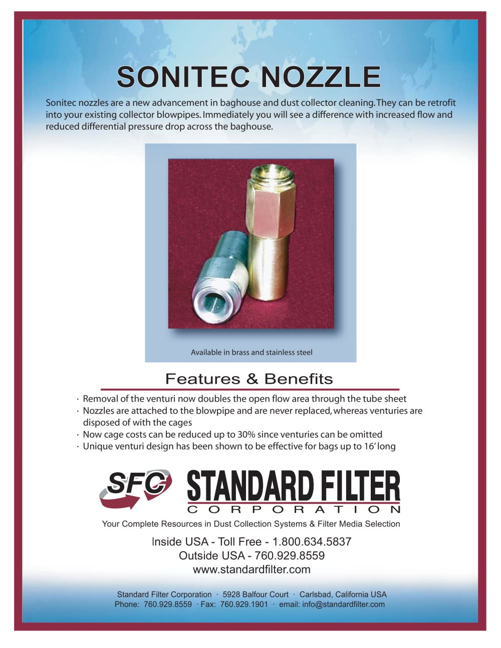 SONITEC NOZZLE - Standard Filter Corporation