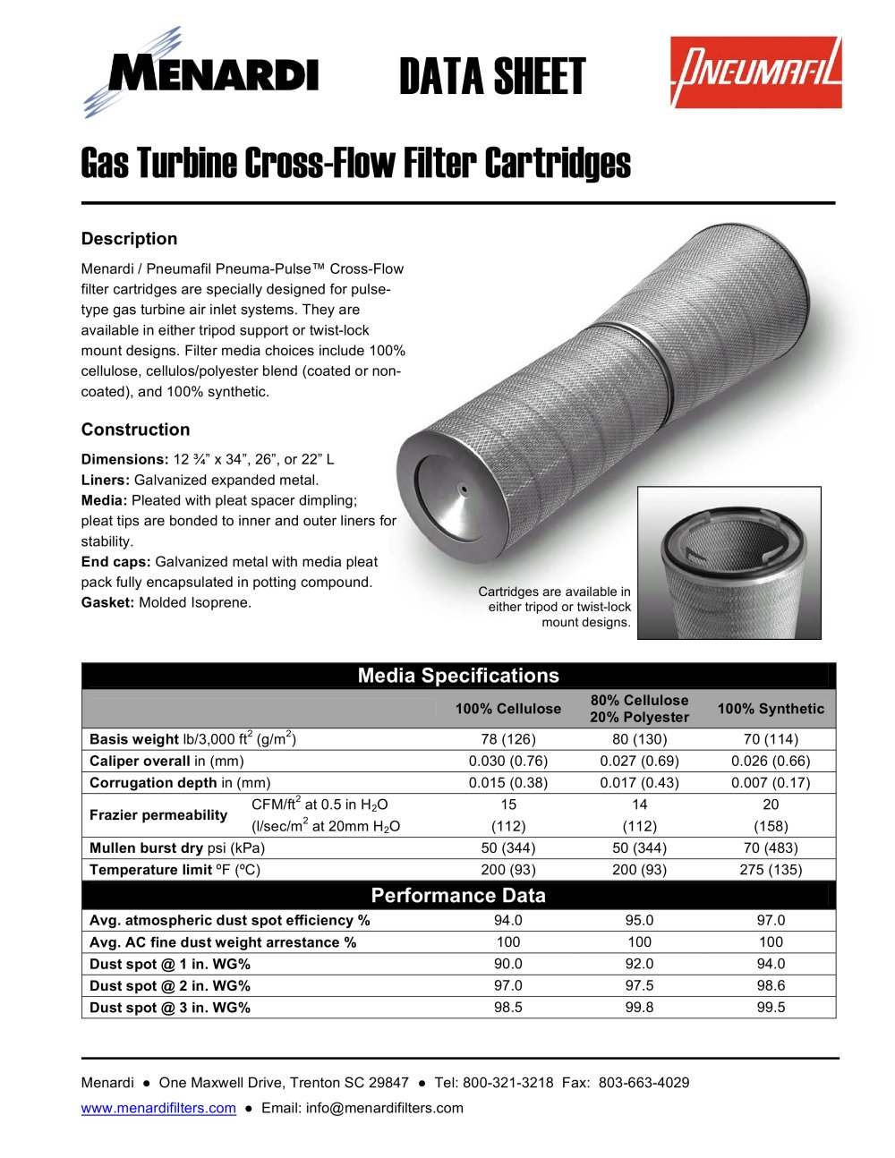 Cross-Flow Filter Cartridge - Menardi