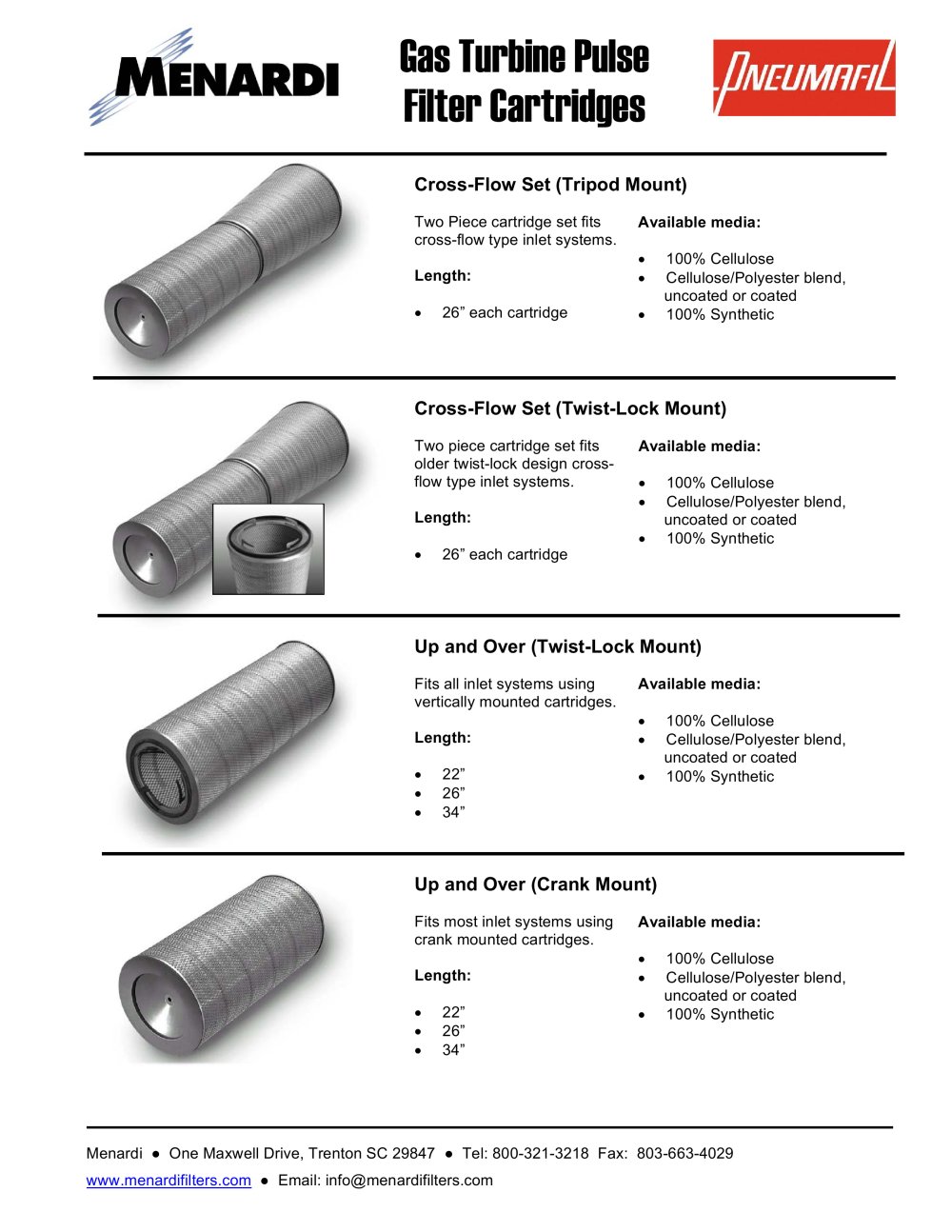 Pulse Filter Cartridges - Menardi