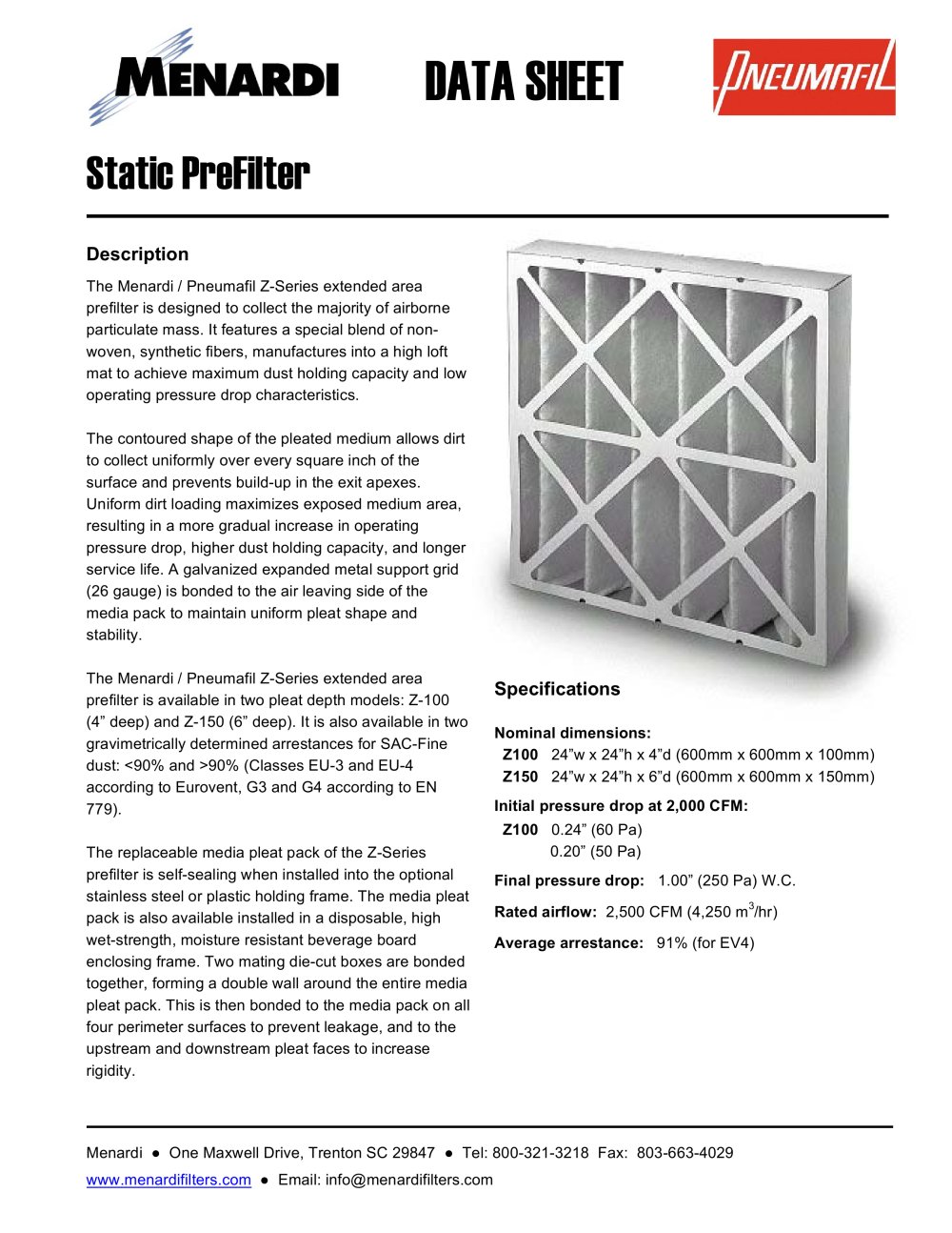 Static PreFilter - Menardi