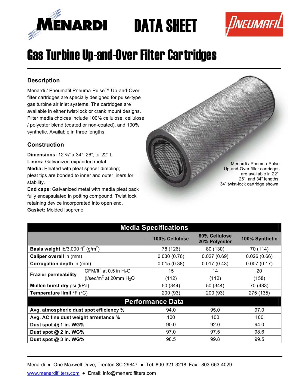 Up-and-Over Filter Cartridge - Menardi
