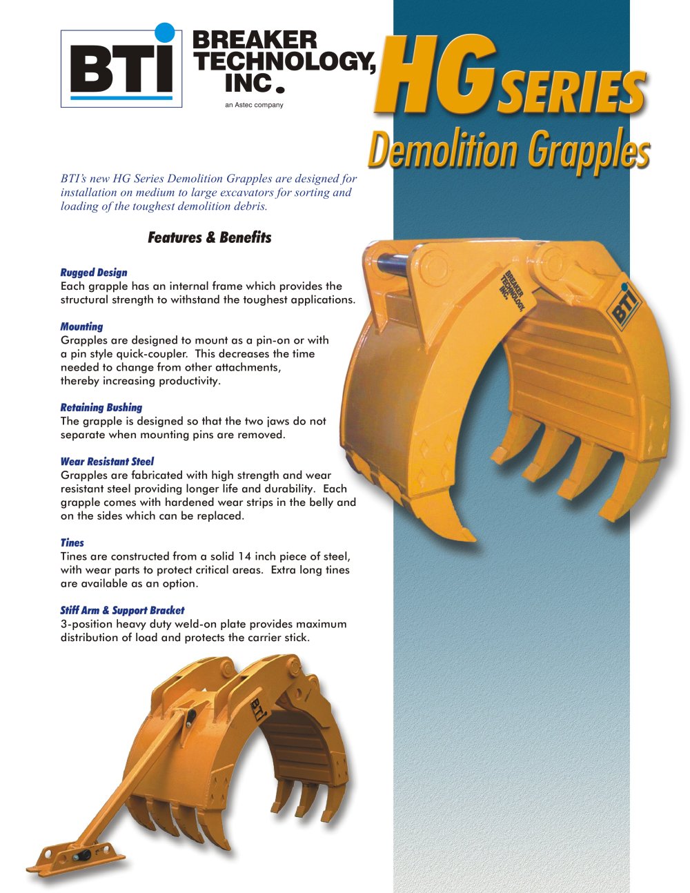 HG SERIES DEMOLITION GRAPPLES - Breaker Technology, LTD.