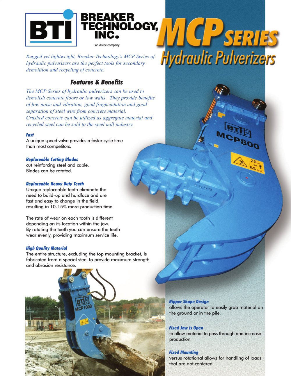 MCP series Hydraulic pulverizers - Breaker Technology, LTD.