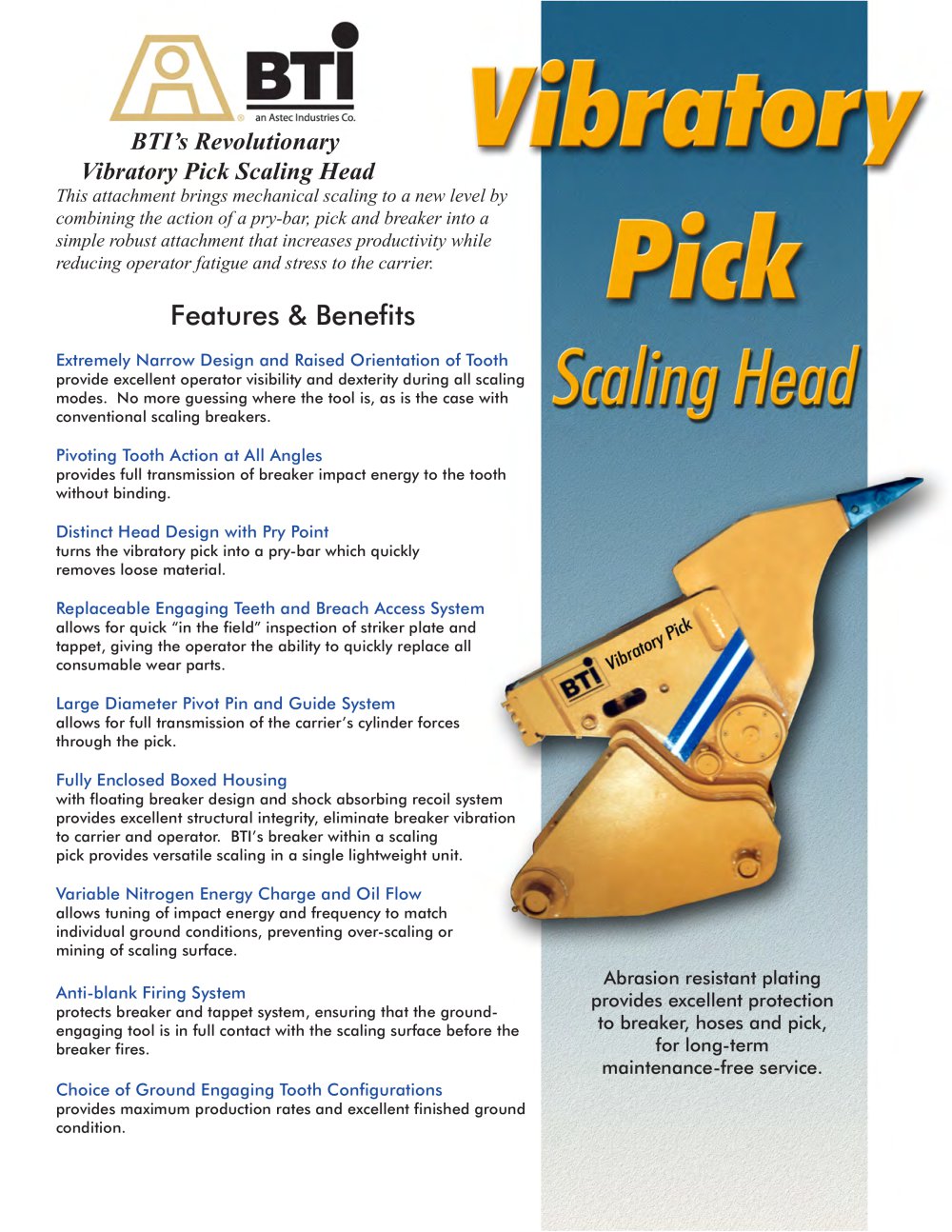 VP series Vibratory Pick Scaling Head - Breaker Technology, LTD.