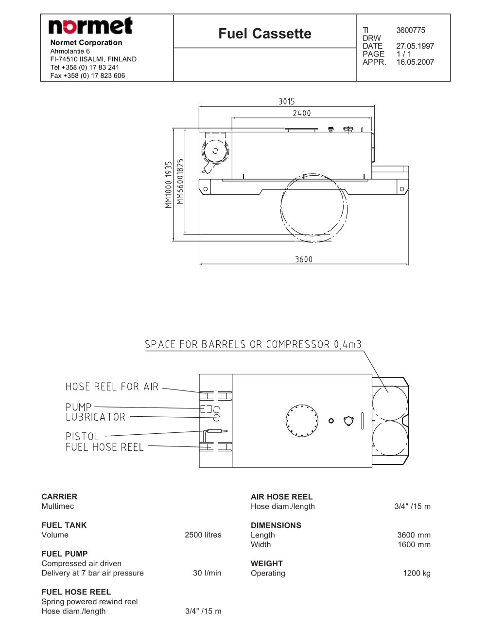 Fuel cassette - Normet International Ltd.