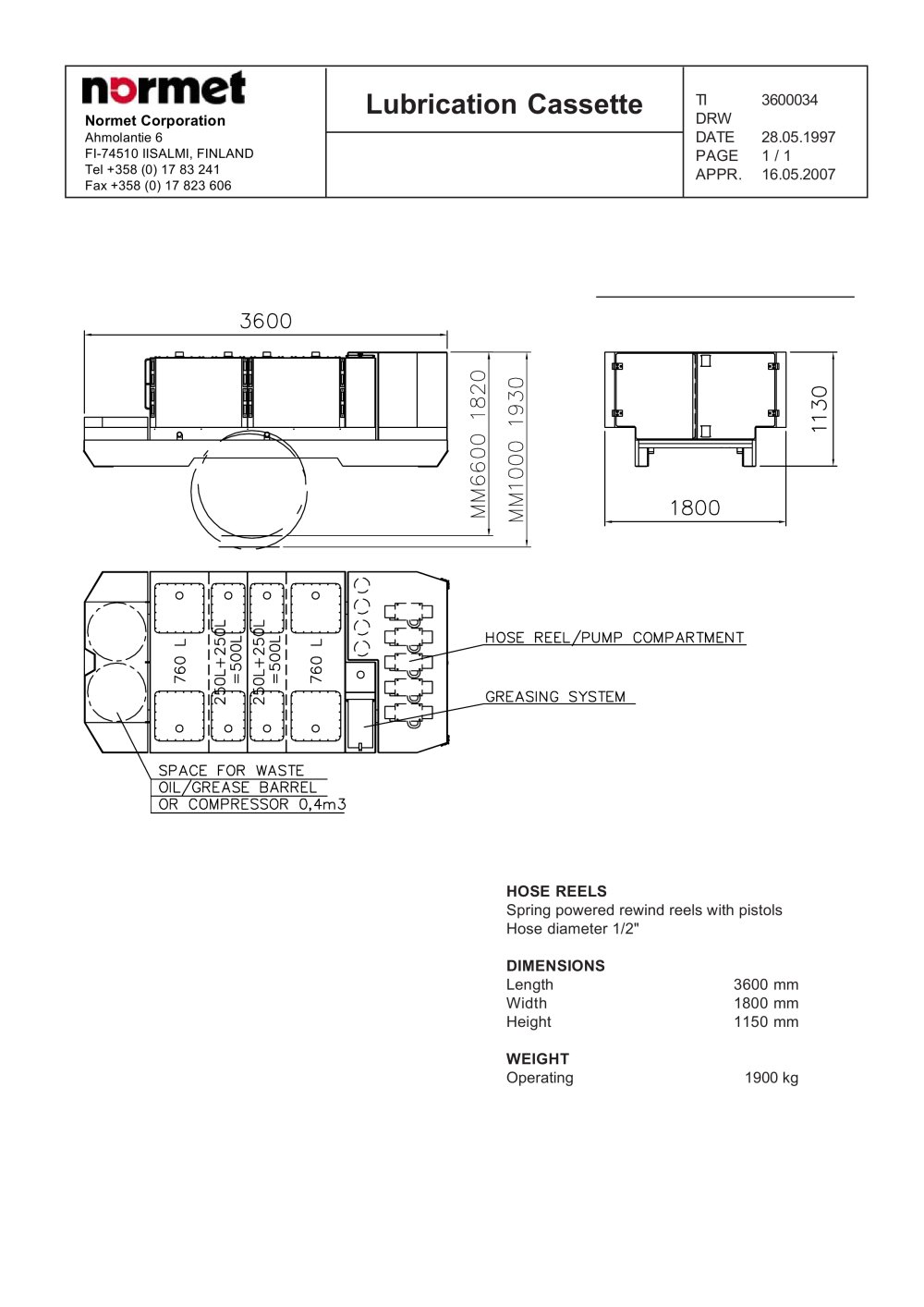 Lubrication cassette - Normet International Ltd.