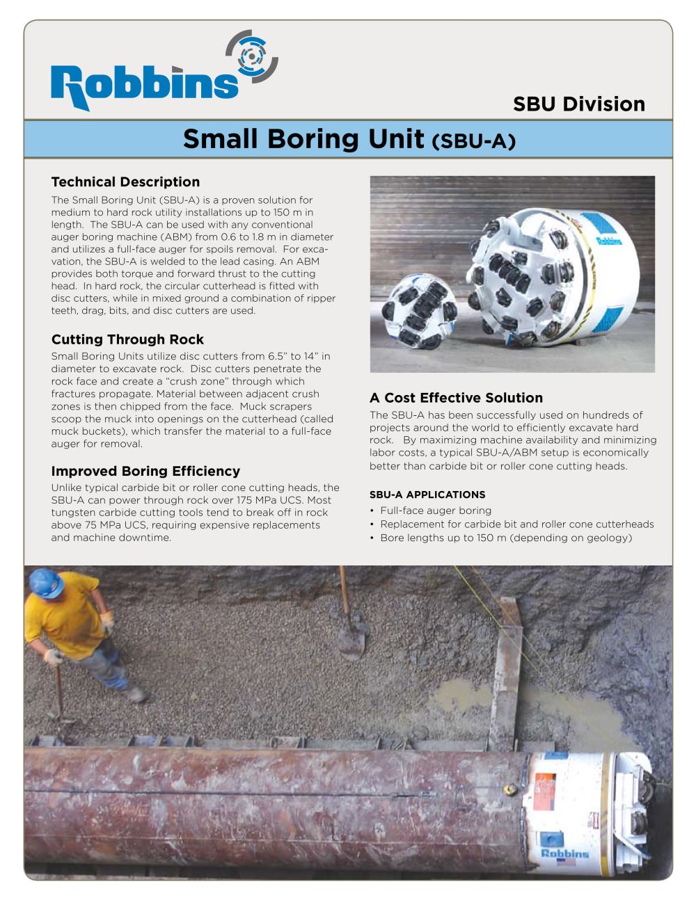 SBU-A SPEC SHEET (METRIC - The Robbins Company