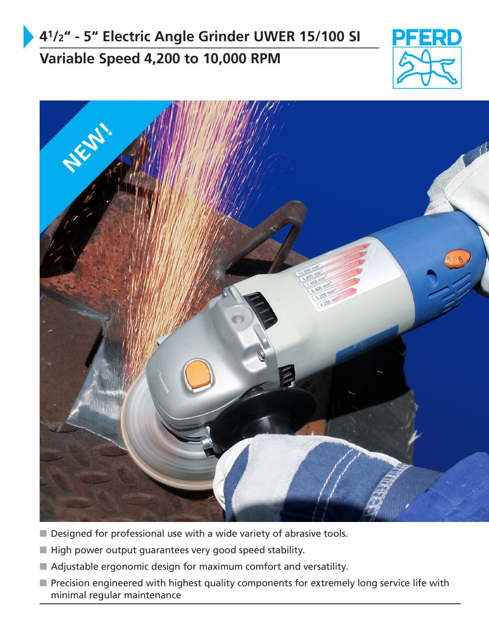 4&frac12;� - 5� Electric Angle Grinder Product Sheet - PFERD