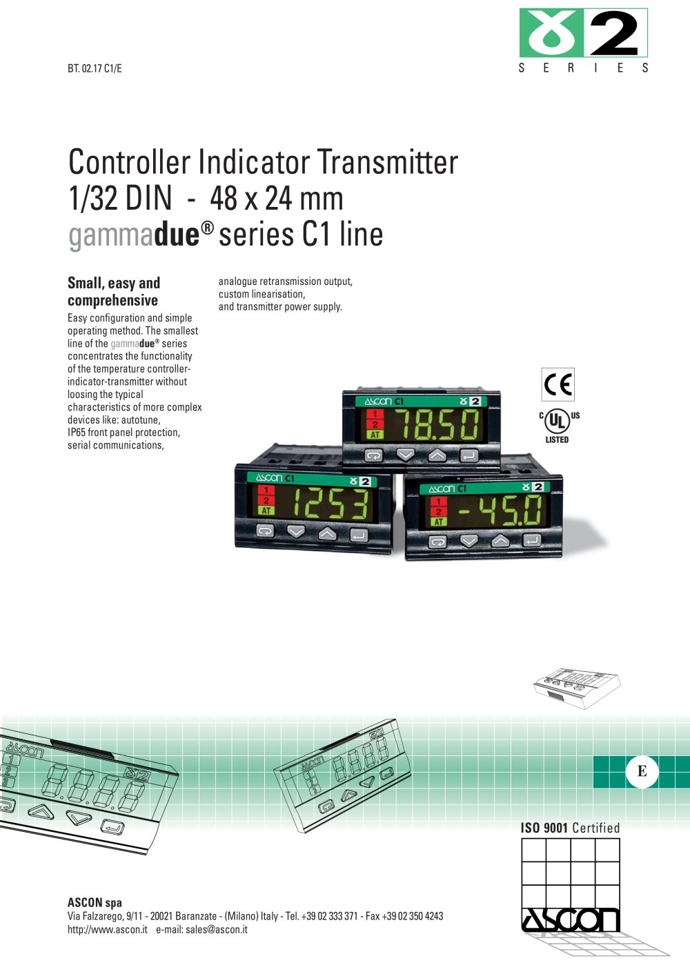 Controller Indicator Transmitter 1/32 DIN - 48 x 24 mm - ASCON
