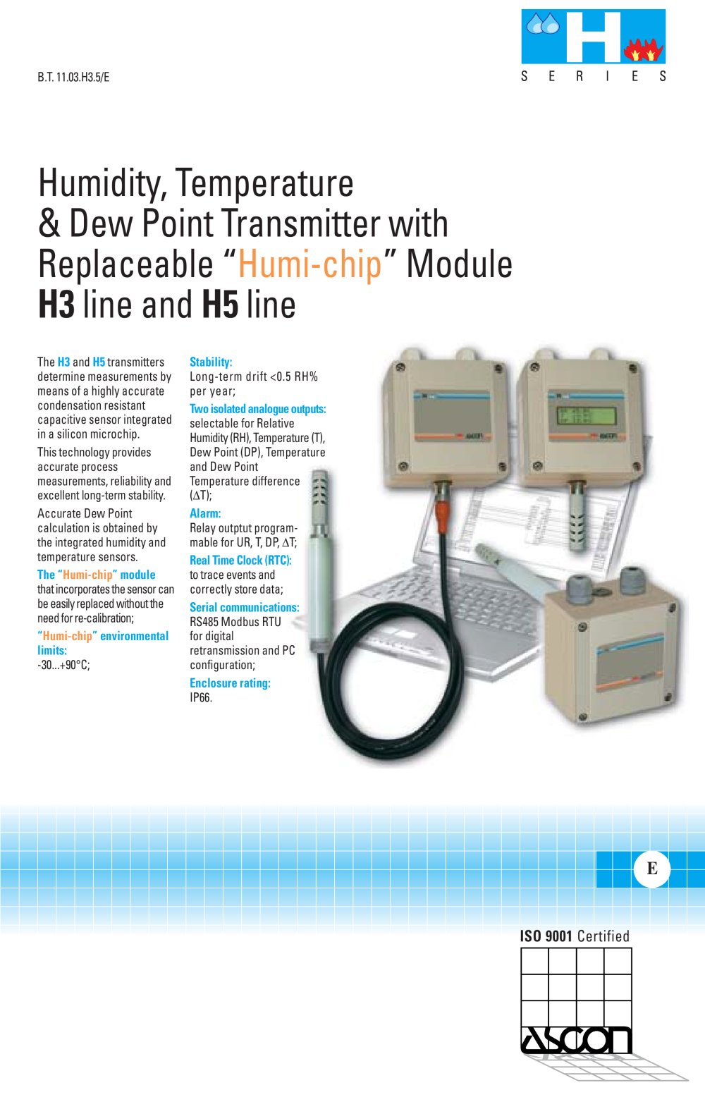 Humidity, Dew Point and Temperature transmitters - H3 and H5 series - ASCON