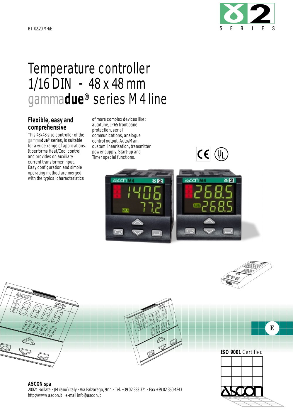 Temperature controller 1/16 DIN - 48 x 48 mm - ASCON