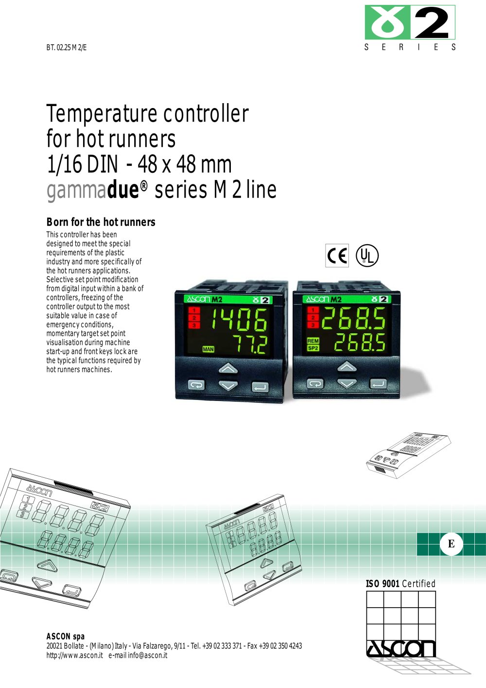Temperature controller for hot runners 1/16 DIN - 48 x 48 mm - ASCON