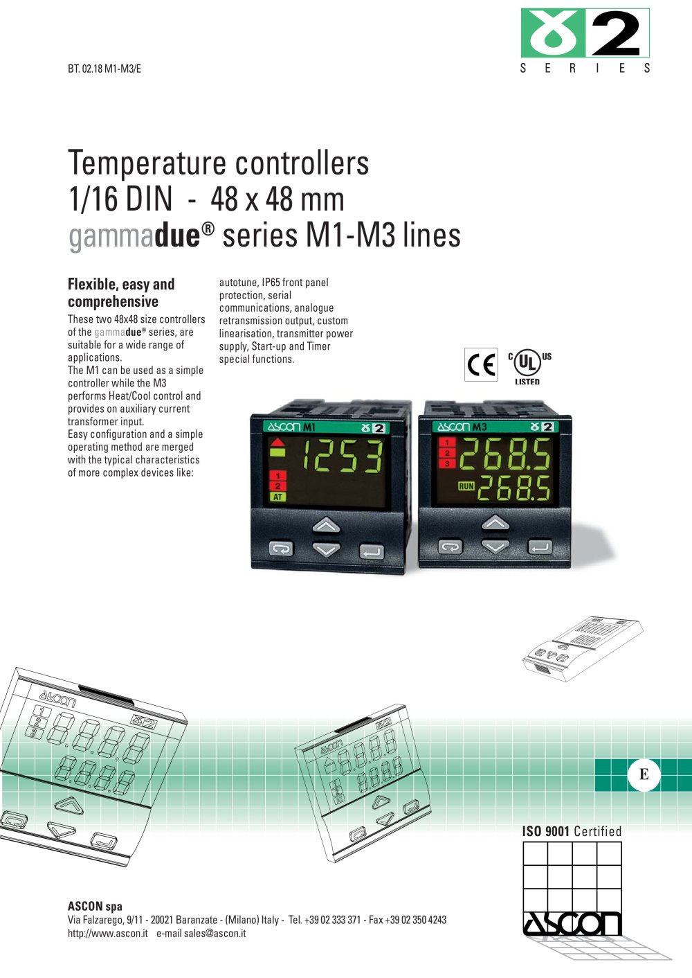 Temperature controllers 1/16 DIN - 48 x 48 mm - ASCON