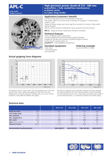 High precision long stroke sealed power chucks Ø 215 - 400 mm APL-C Long Stroke Tongue & groove