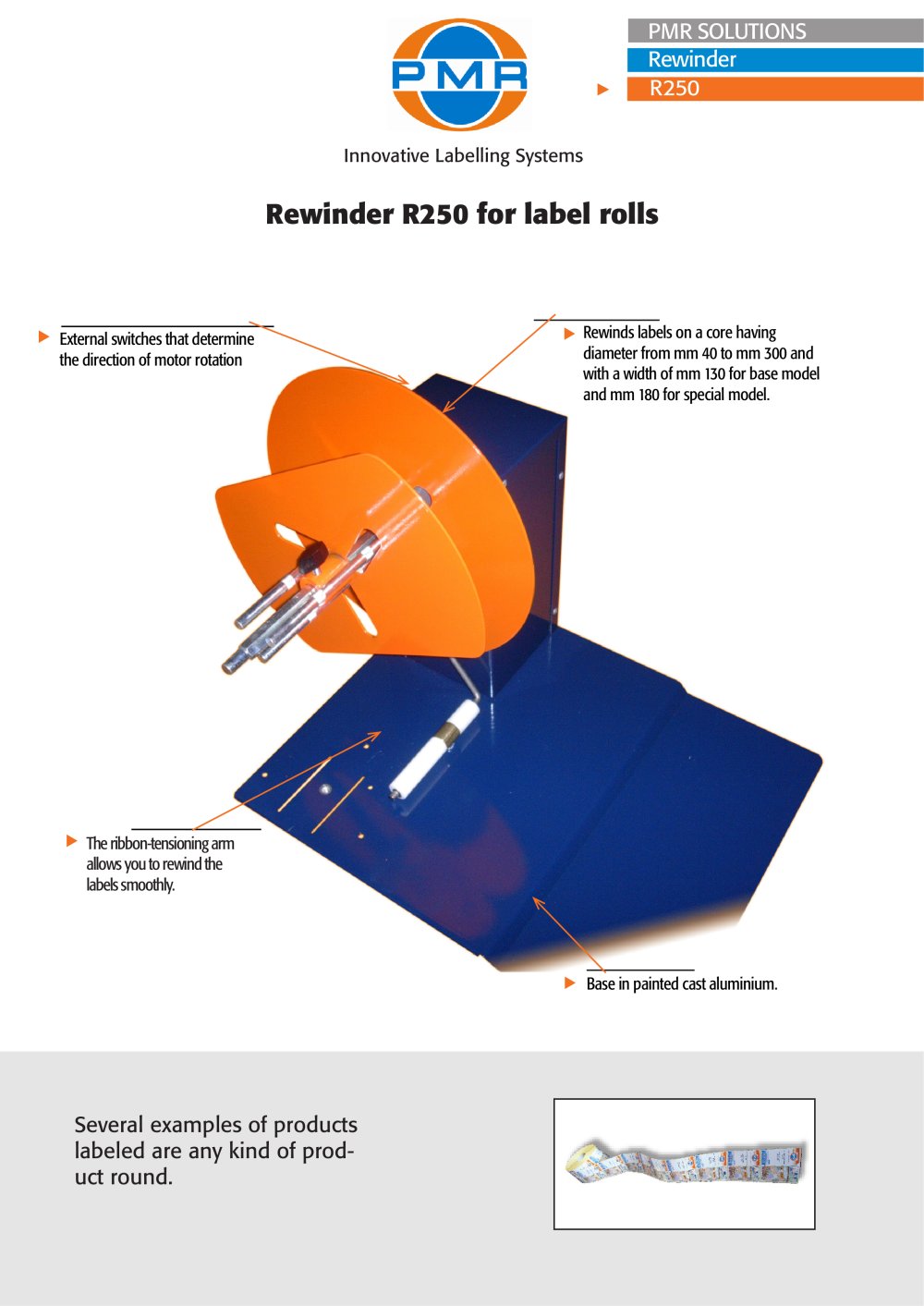 Rewinder R250 for label rolls - P.M.R. System Group