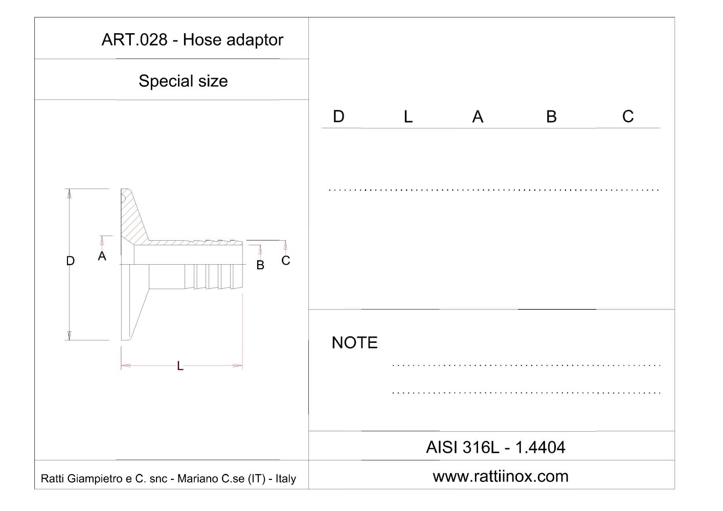Art. 028 - Tri-Clamp hose rubber - SPECIAL - RATTIINOX SRL