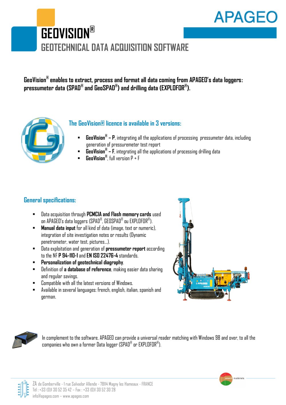 GEOVISION - Geotechnical data acquisition software - APAGEO