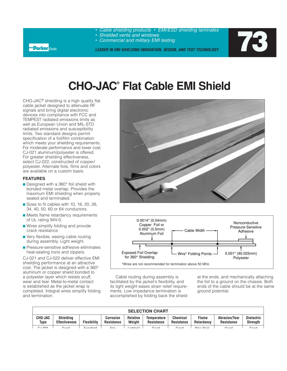 CHO-JAC&reg; Flat Cable EMI Shield - Chomerics Division
