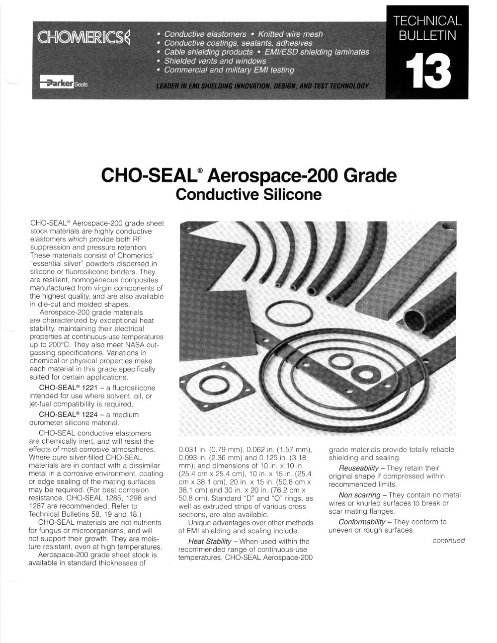 CHO-SEAL 1221 1224 Conductive Elastomers - Chomerics Division