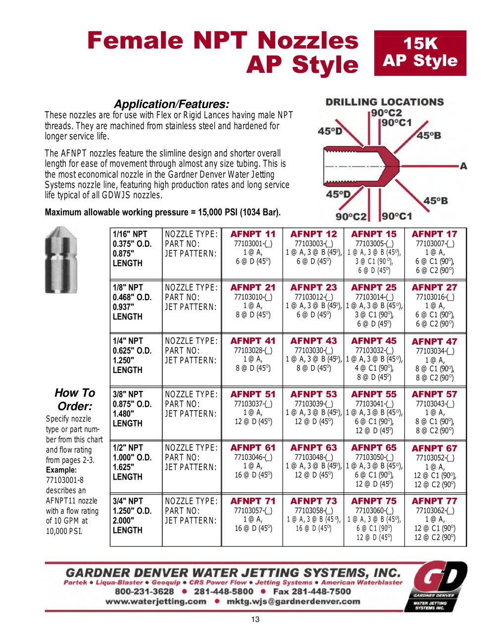 15K Tube Cleaning Nozzles catalog pages - GARDNER DENVER