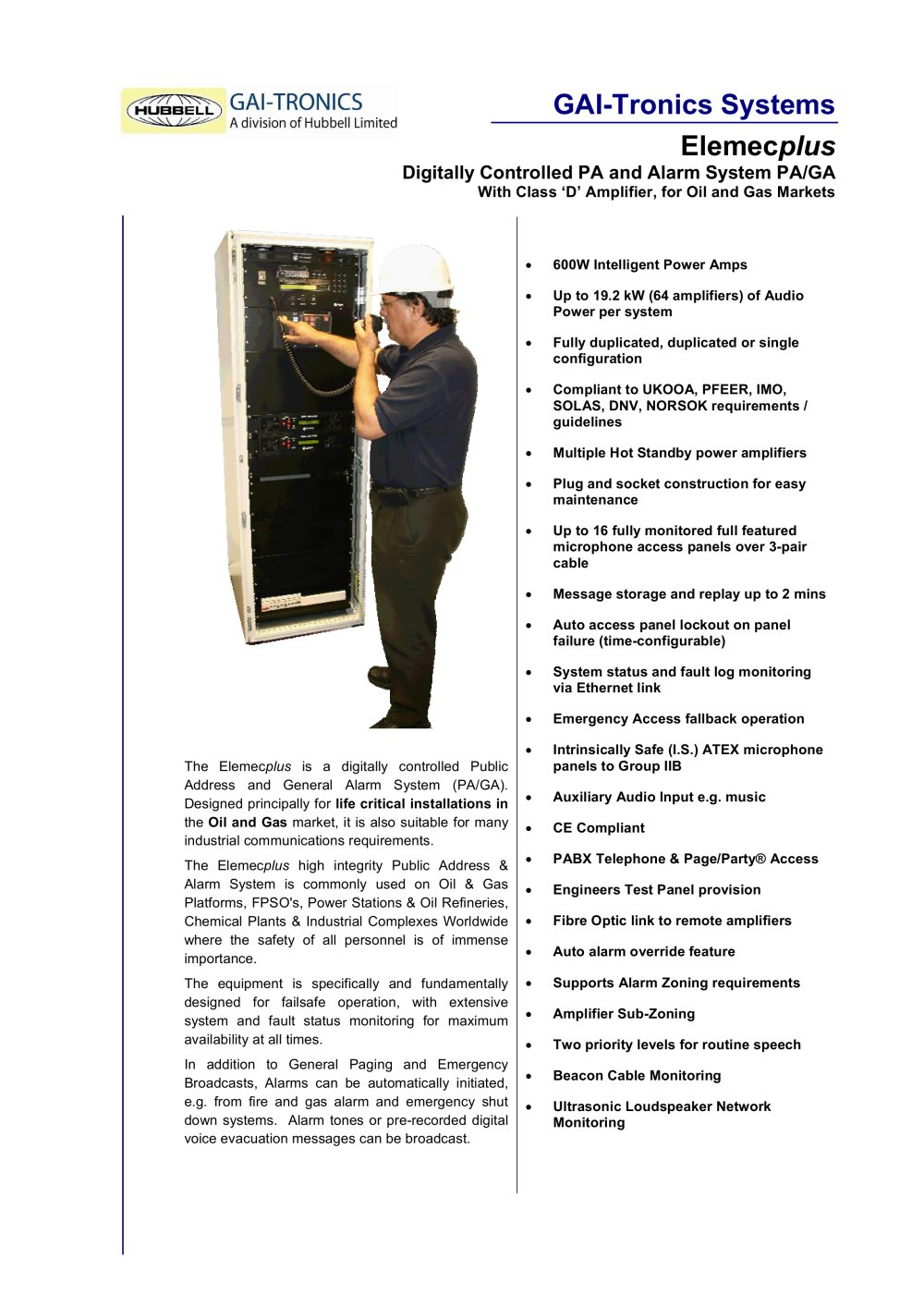 Elemec plus - Digitally Controlled Public Address and General Alarm System - GAI-Tronics