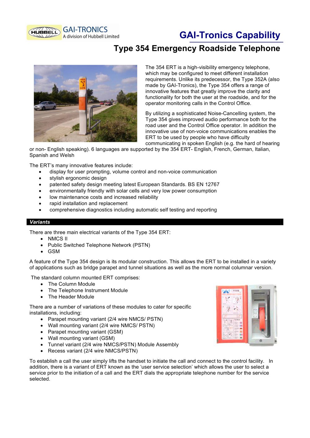 Emergency Roadside Telephone: Type 354 (ERT) - GAI-Tronics