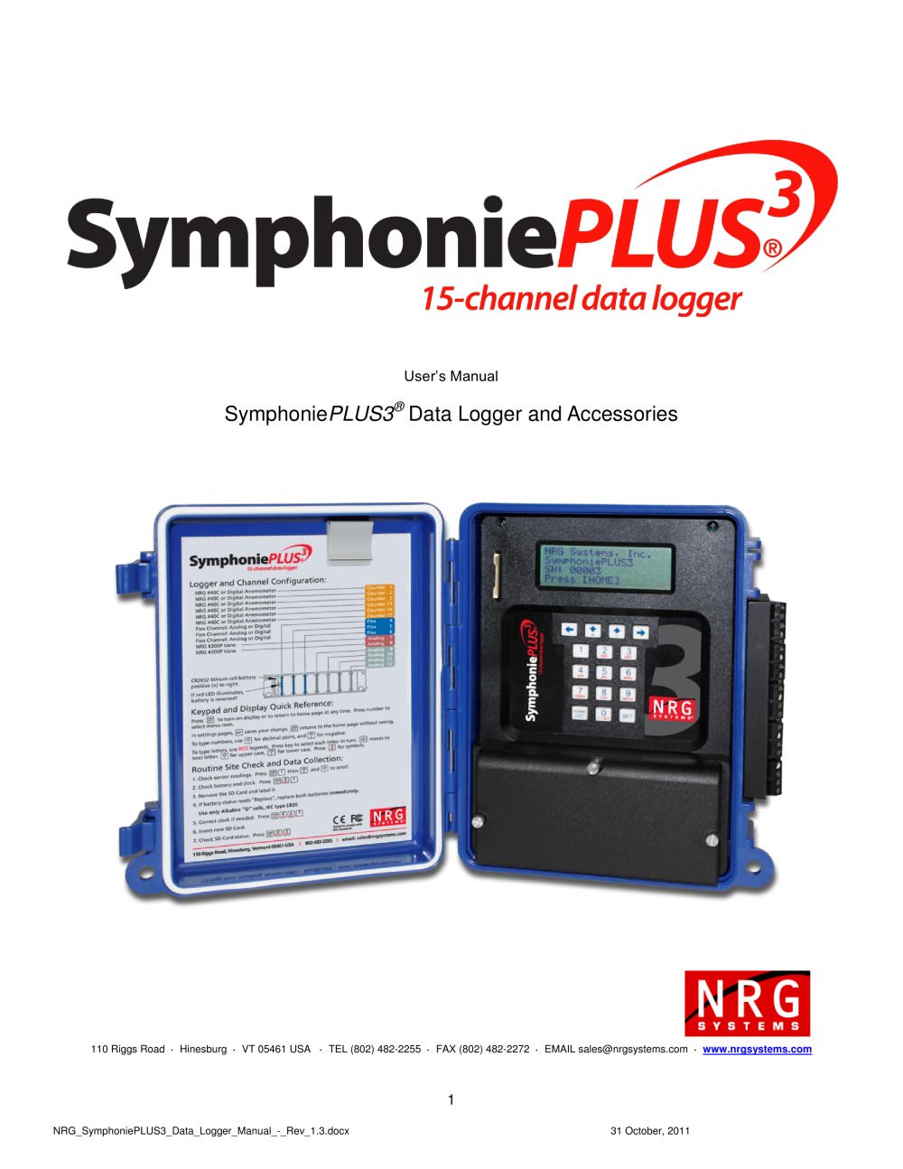 SymphoniePLUS3 &reg;  Data Logger and Accessories - NRG Systems