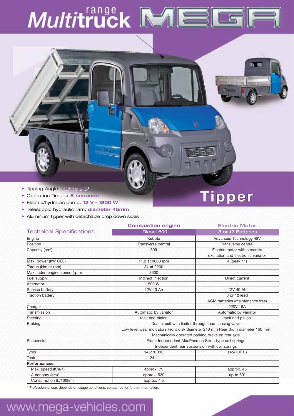 Tipper - AIXAM MEGA  --  www.mega-vehicles.com