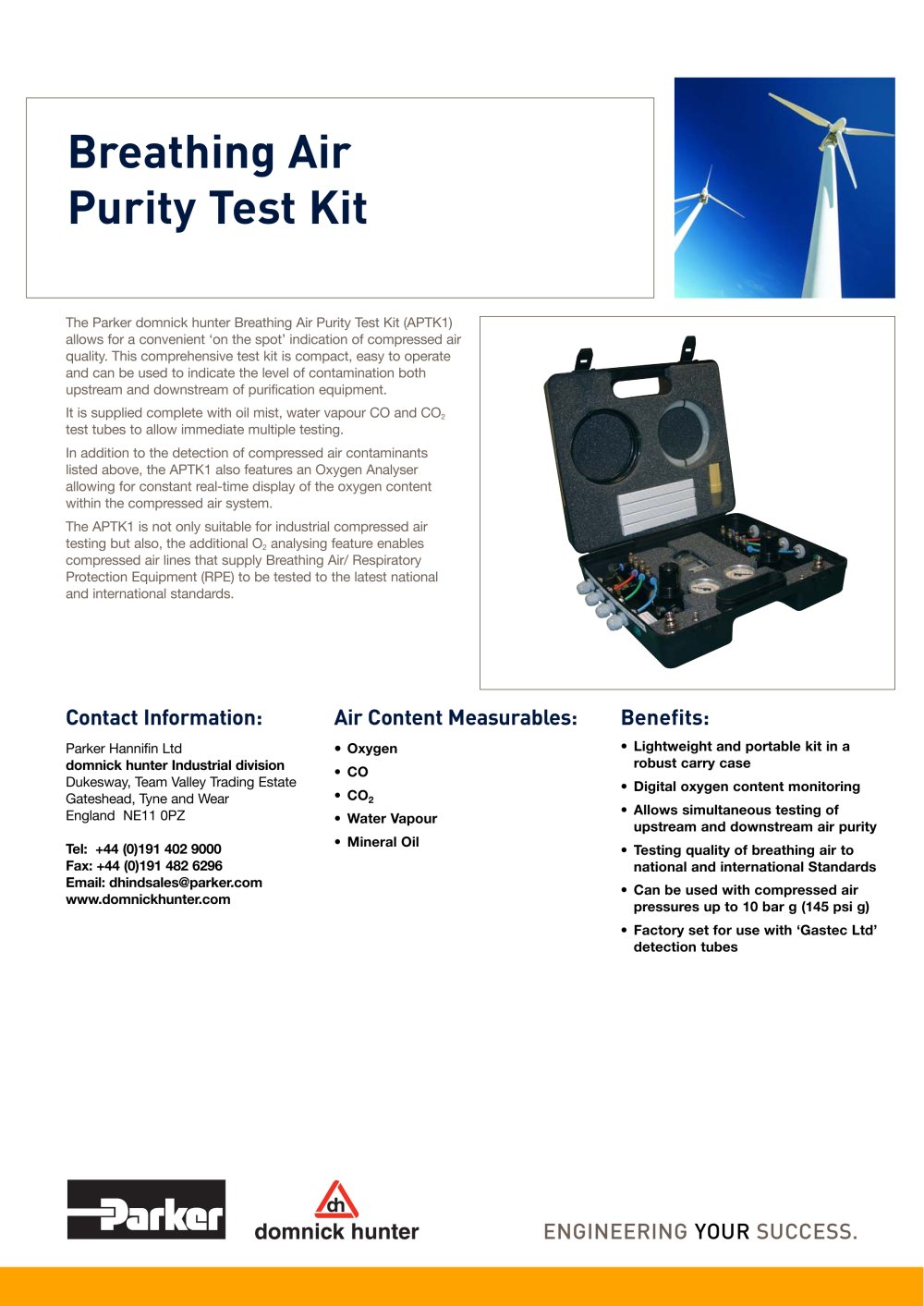 Breathing Air Purity Test Kit - Parker domnick hunter