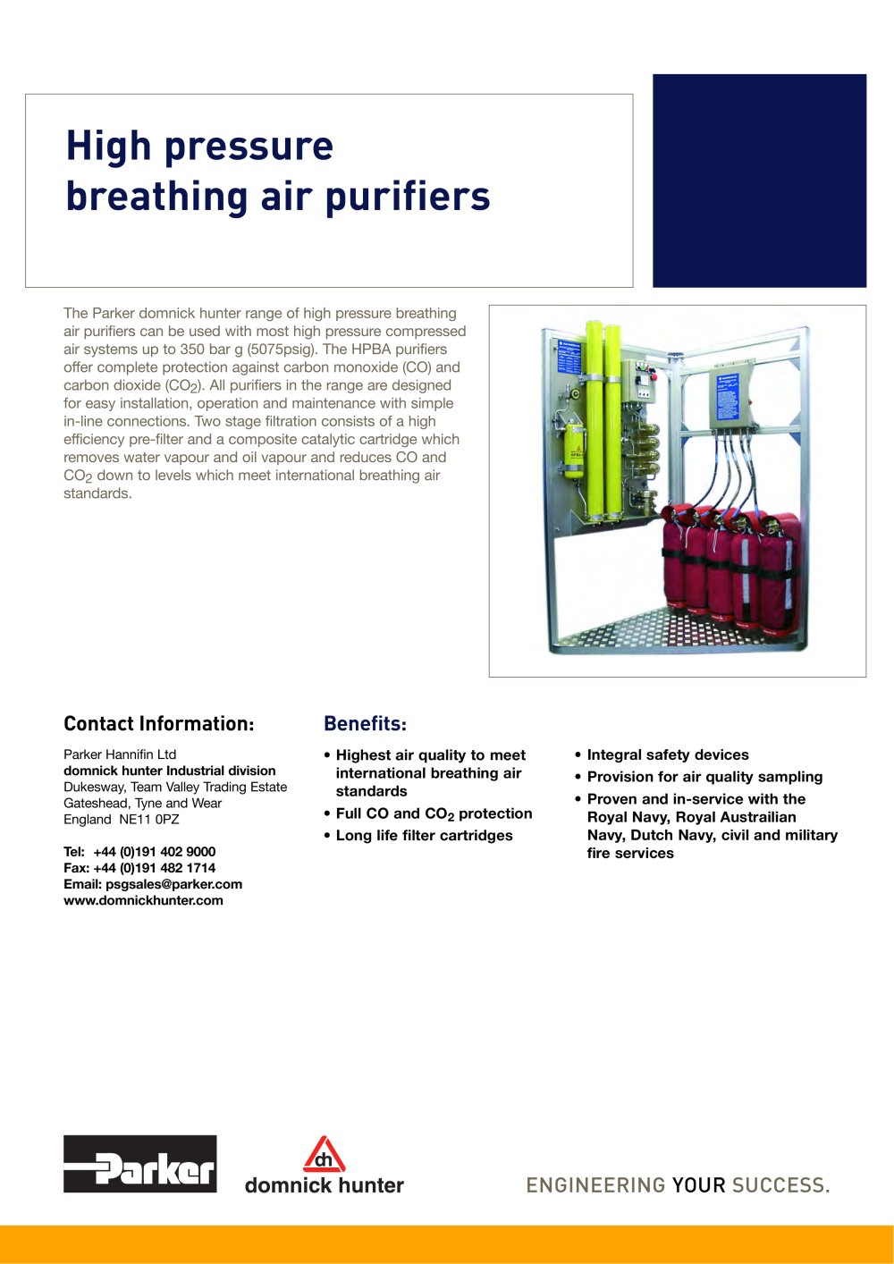 High pressure breathing air purifiers - Parker domnick hunter