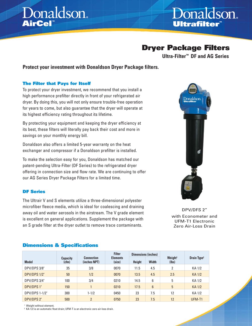 Dryer Package Filters - DONALDSON