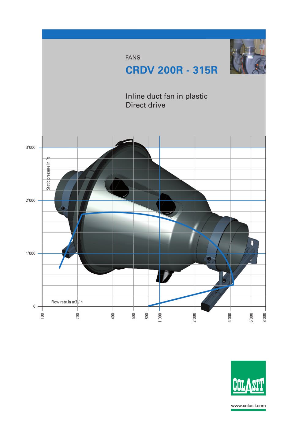 Inline duct fan CRDV 200R - 315R - COLASIT AG, Spiez - Switzerland